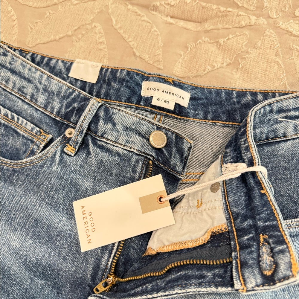 Good American Blue Distressed Jean Shorts - Picture 3 of 3
